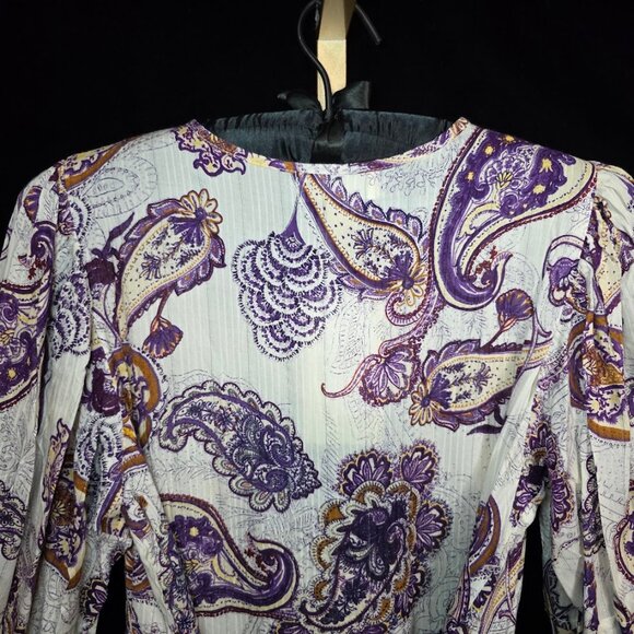 NWT BAND OF THE FREE Purple Paisley Long Sleeve Mini Dress M - Picture 10 of 15
